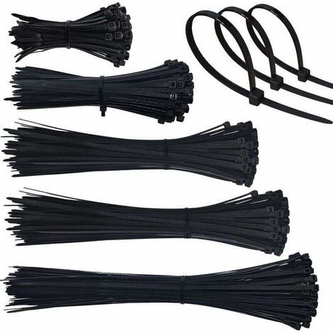 Enowelir 500 Stück Nylon-kabelbinder, 4 Mm Länge, 100, 150, 200, 250, 300 Mm, Für Kabelmanagement, Schwarz