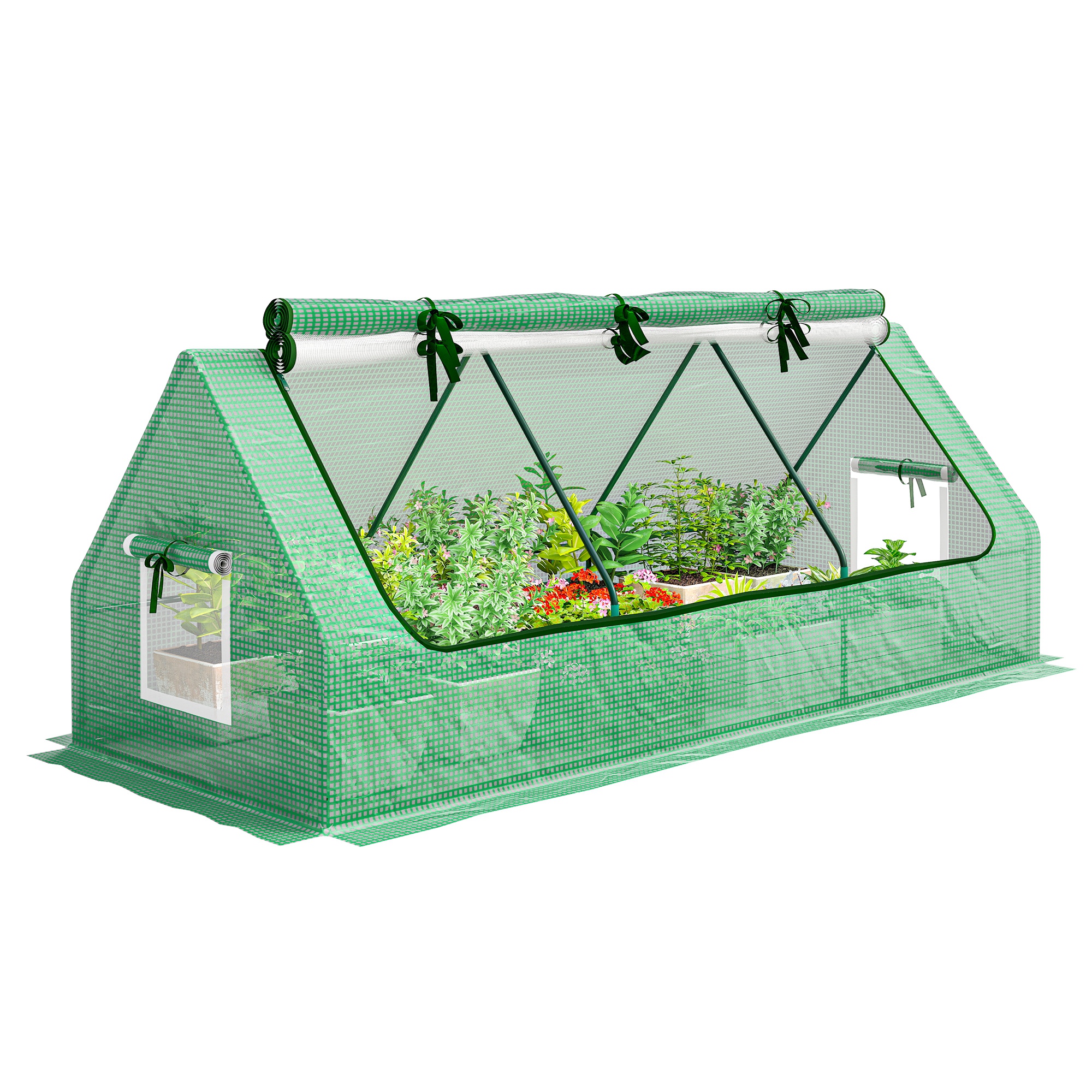 Mini-gewächshaus Für Terrassen, 240x90x90 Cm, Mit Netzfenstern Zum Anbau Von Gemüse Und Blumen.