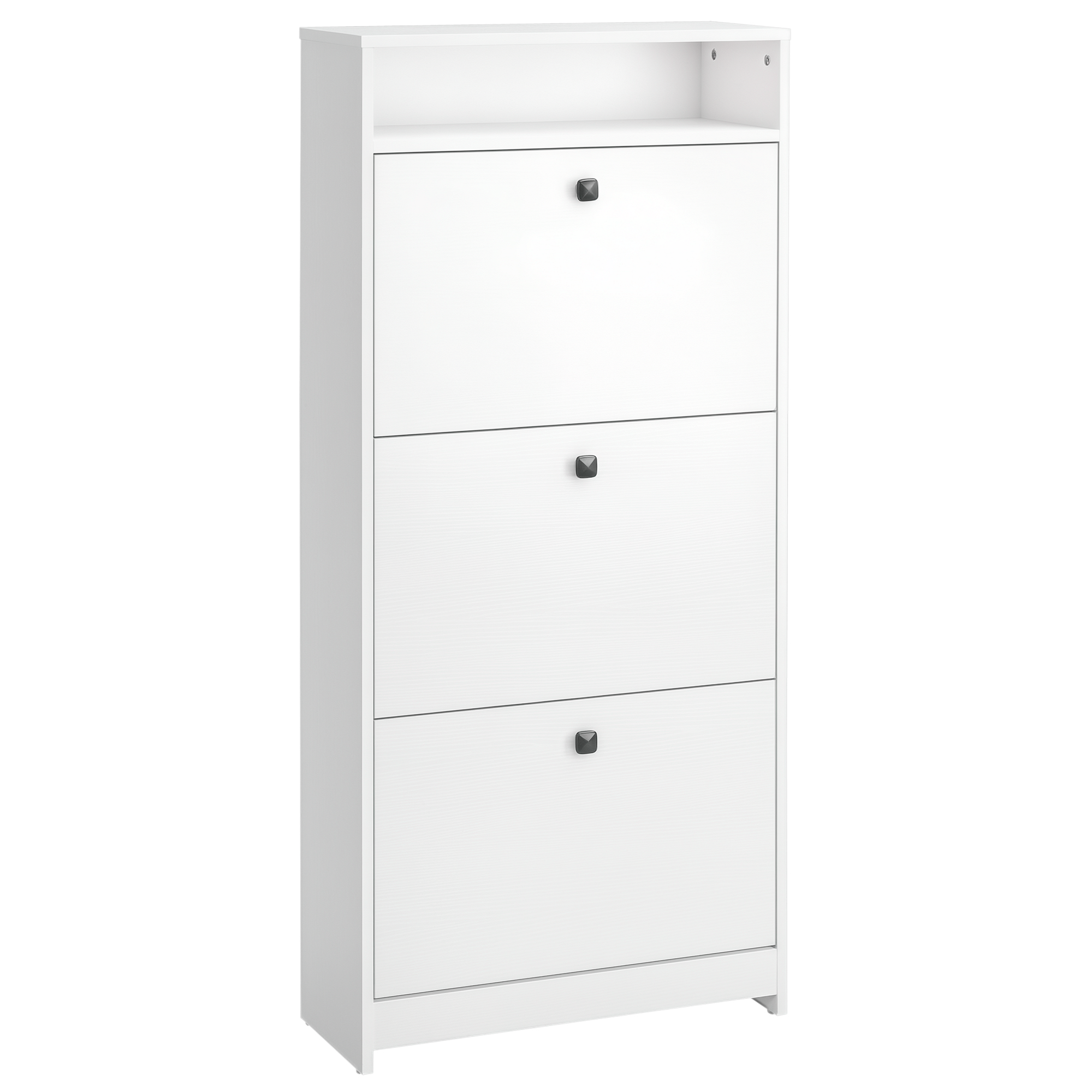 Scarpiera 3 Fächer A Ribalta (18 Paia Di Scarpe) Und 1 Ripiano Portaoggetti Legno Truciolato Bianco 60×24×132cm
