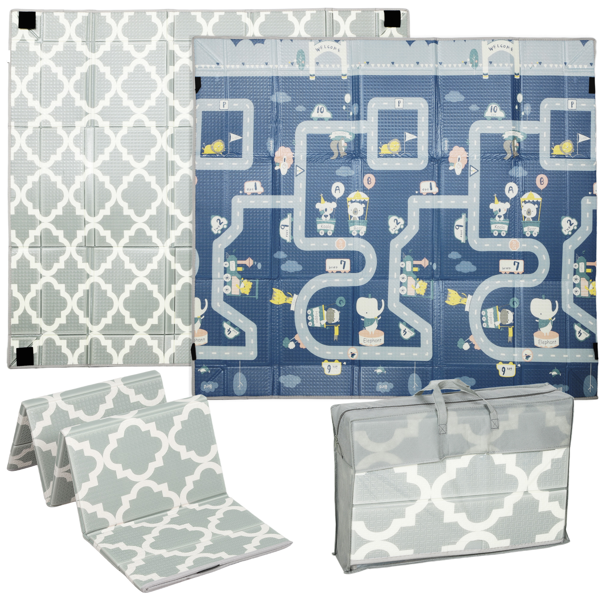 Alfombra Baby Acolchada Plegable Reversible 202x180,5x1 Cm Laterales Abatibles Wasserdicht Mehrfarbig
