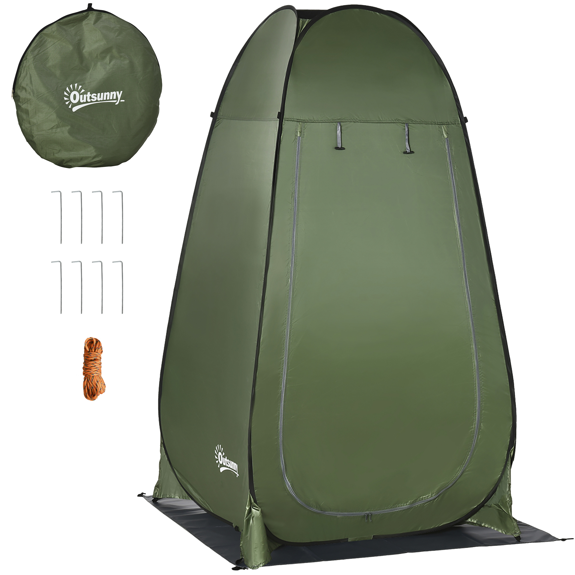 Tragbares Camping-duschzelt Mit Tragetasche Und Uv-schutz 20+ Für Bad Und Toilette, 126 X 124 X 189 Cm, Olivgrün
