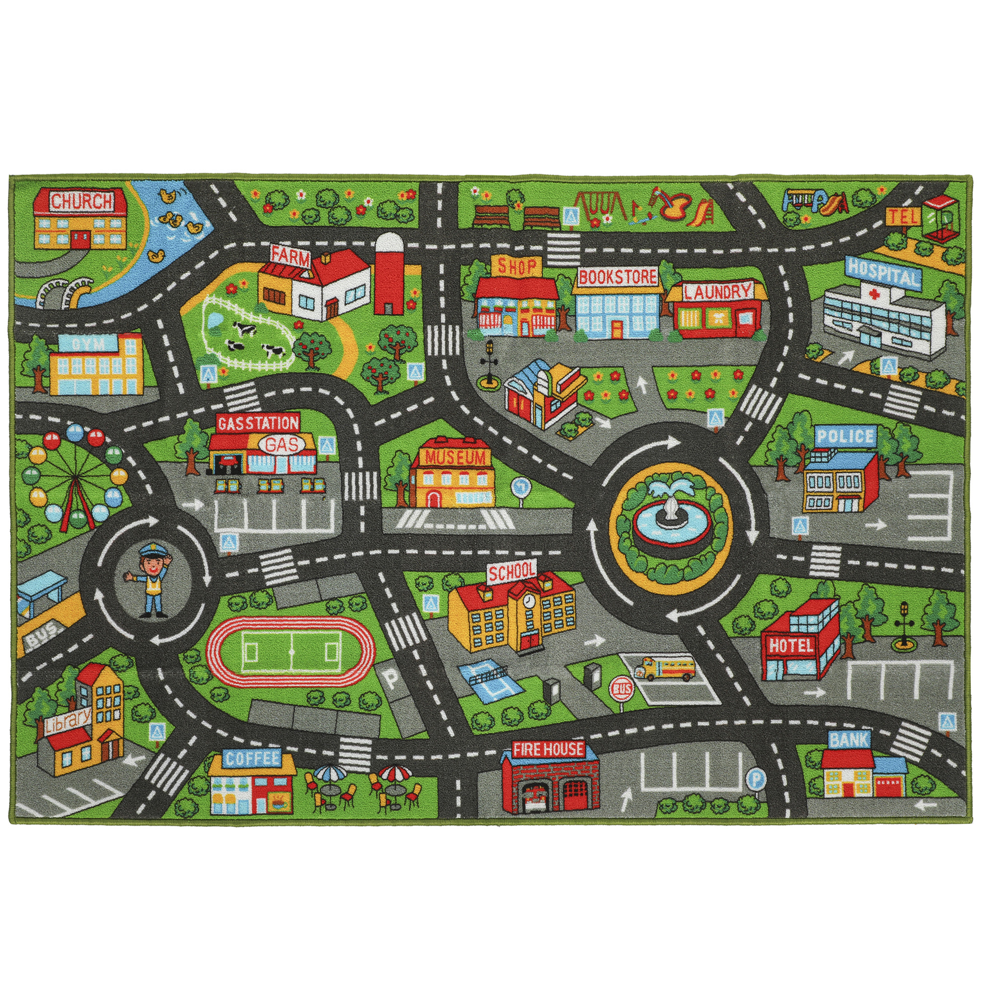 Spielmatte Für Babys, 200 X 150 X 0,5 Cm, Rutschfester Bezug Mit Rutschfester Unterseite, Stadtmotiv Fürs Kinderzimmer