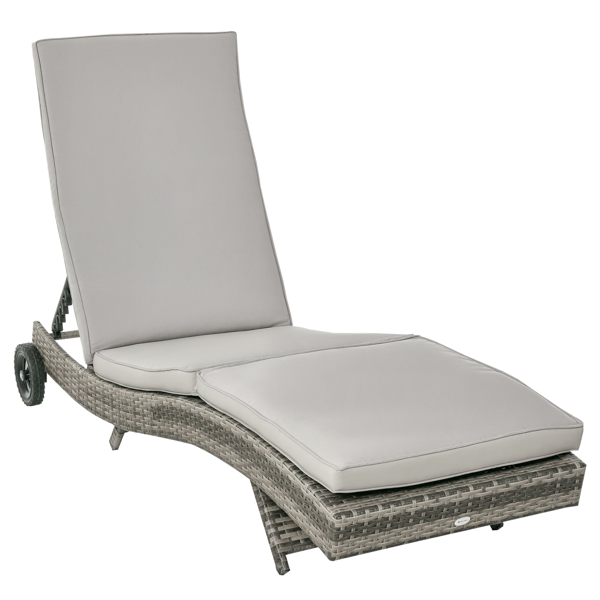 Gartenliegestuhl Aus Pe-rattan Mit Verstellbarer Rückenlehne Und Kissen, 207 X 70 X 70 Cm, Grau