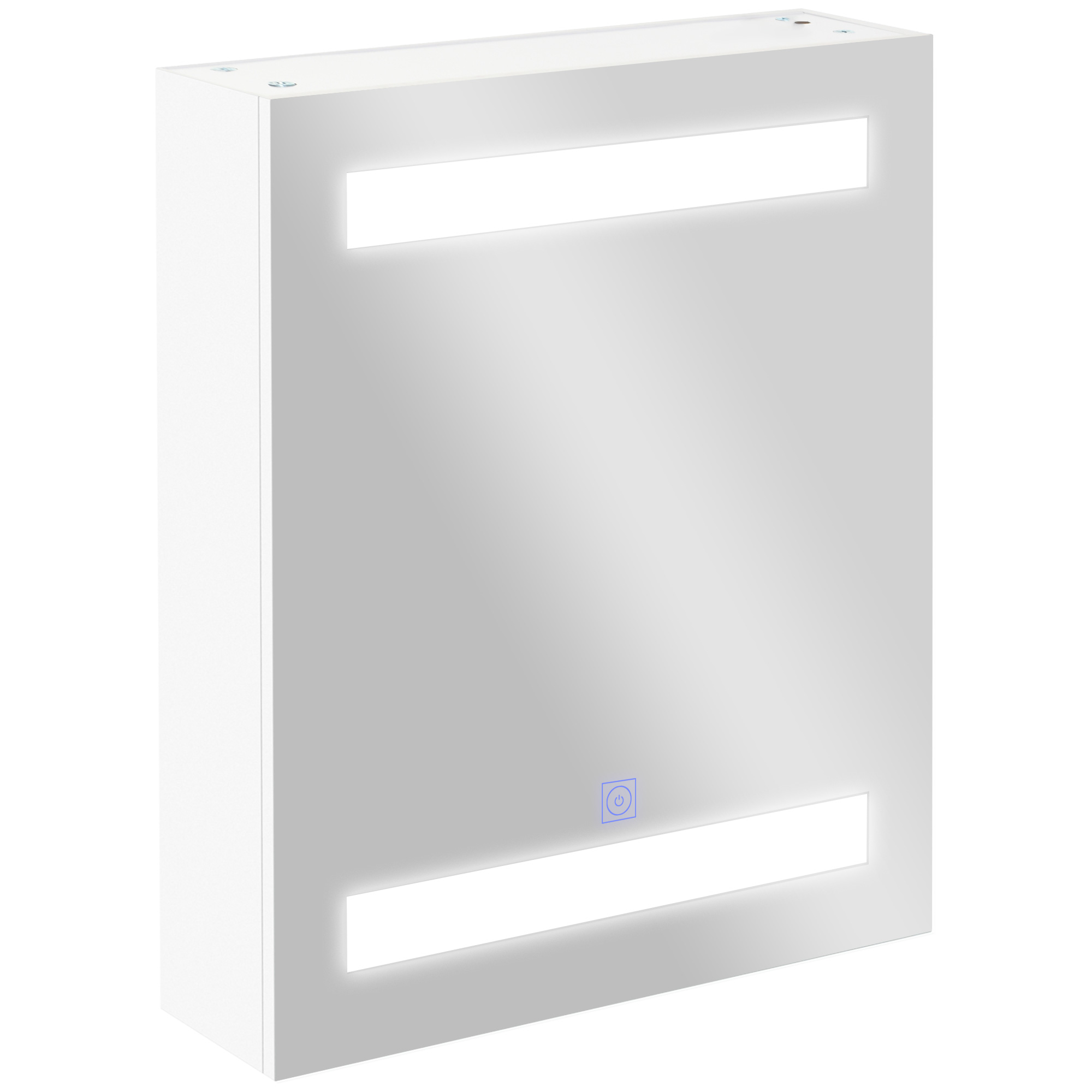 Armadietto Pensile Da Bagno Mit 1 Anta, Specchio Und Luci A Led 2 Ripiani Interni Weißes Mdf (60 X 50 X 15 Cm)