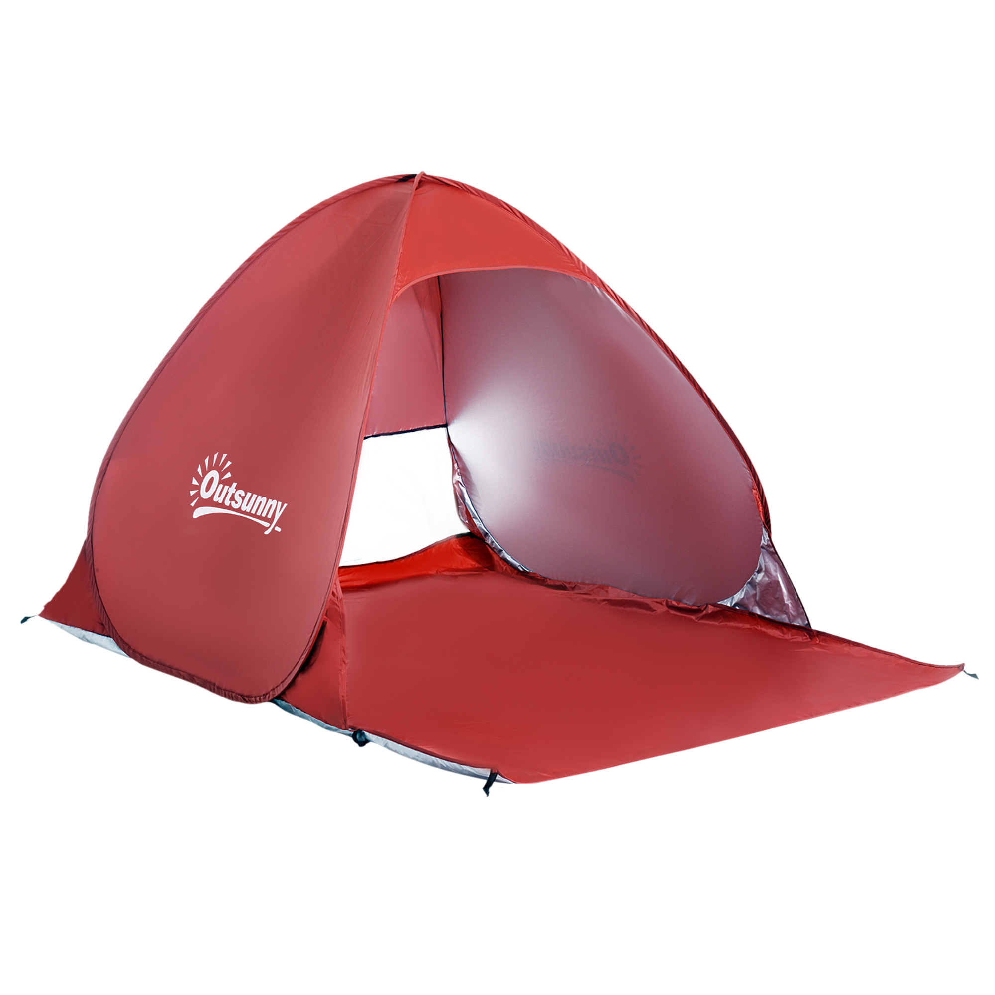 Faltbares Strandzelt Für 2–3 Personen Mit Schutzfenstern Und Uv-schutz, 200 X 150 X 119 Cm, Rot