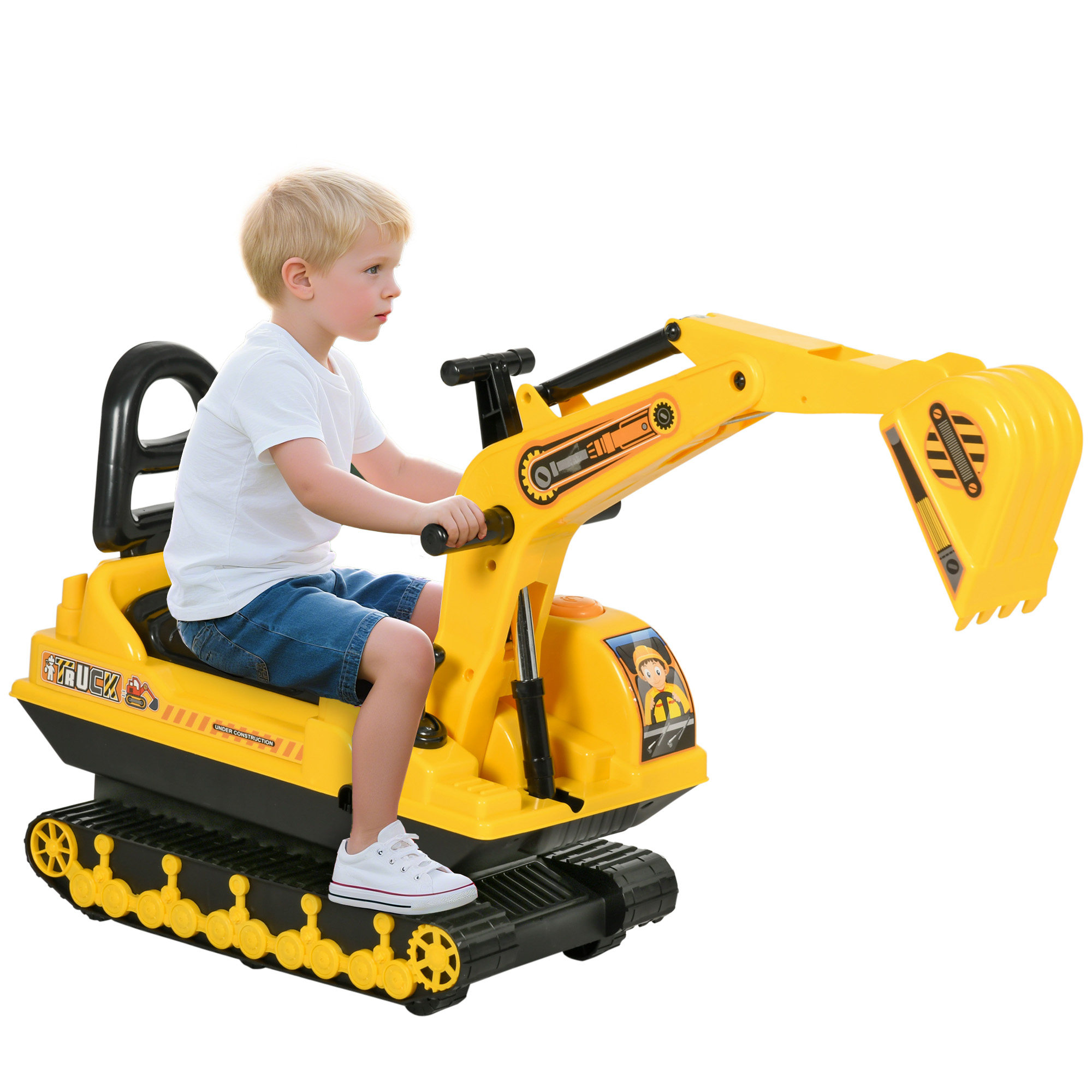 Tretbagger Für Kinder Bis 30 Kg Mit Rückenlehne, Beweglichem Arm Und Staufach, 78 X 24 X 58,5 Cm
