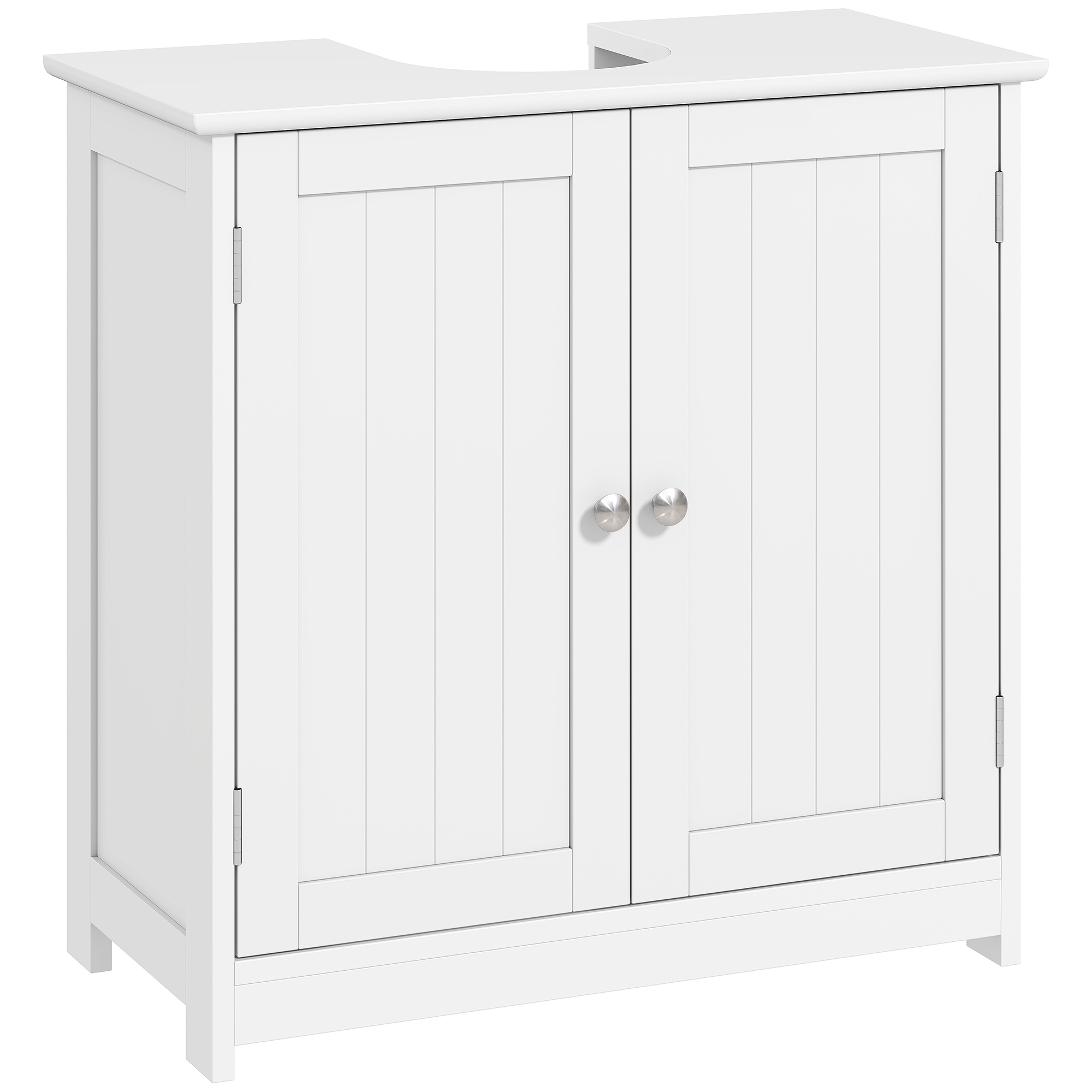 Badezimmer-waschtischunterschrank – 2-türiger Schrank Mit Einlegeboden – Maße 60 X 30 X 60 Cm (b X T X H) – In Weißem Holz