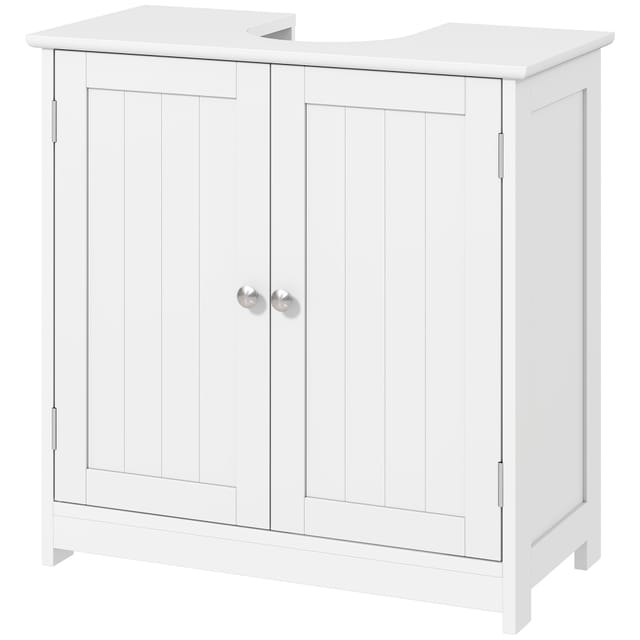 Badezimmer-waschtischunterschrank – 2-türiger Schrank Mit Einlegeboden – Maße 60 X 30 X 60 Cm (b X T X H) – In Weißem Holz
