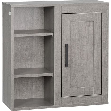 Wandhängender Aufbewahrungsschrank, Badezimmerschrank, Wc-schrank Mit Regalböden Und Einer Tür – 48 X 20 X 50 Cm – Grau