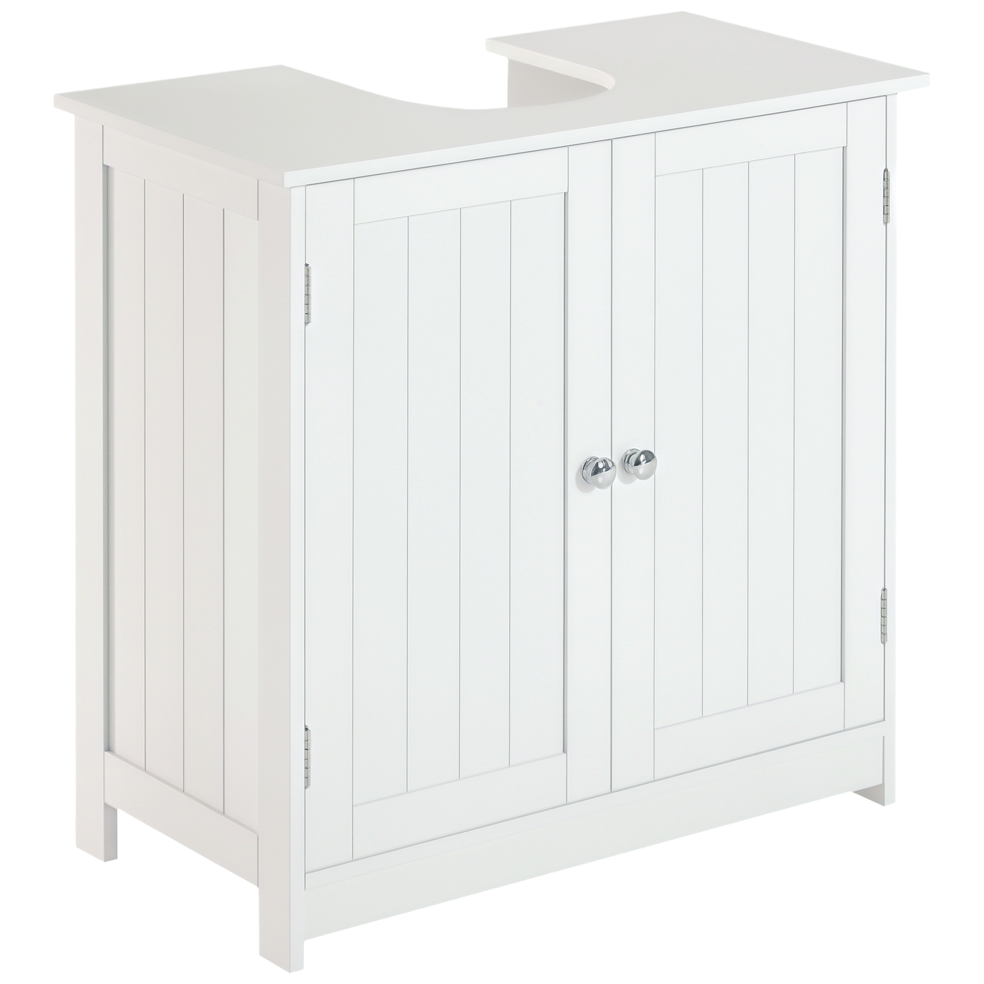 Mueble Bajo Lavabo, Mueble De Baño Con 2 Puertas Y Estante Adjustable, Armario De Baño Para Lavabo Con O Sin Pedestal, Estilo Moderno, 60x30x60 Cm Weiß