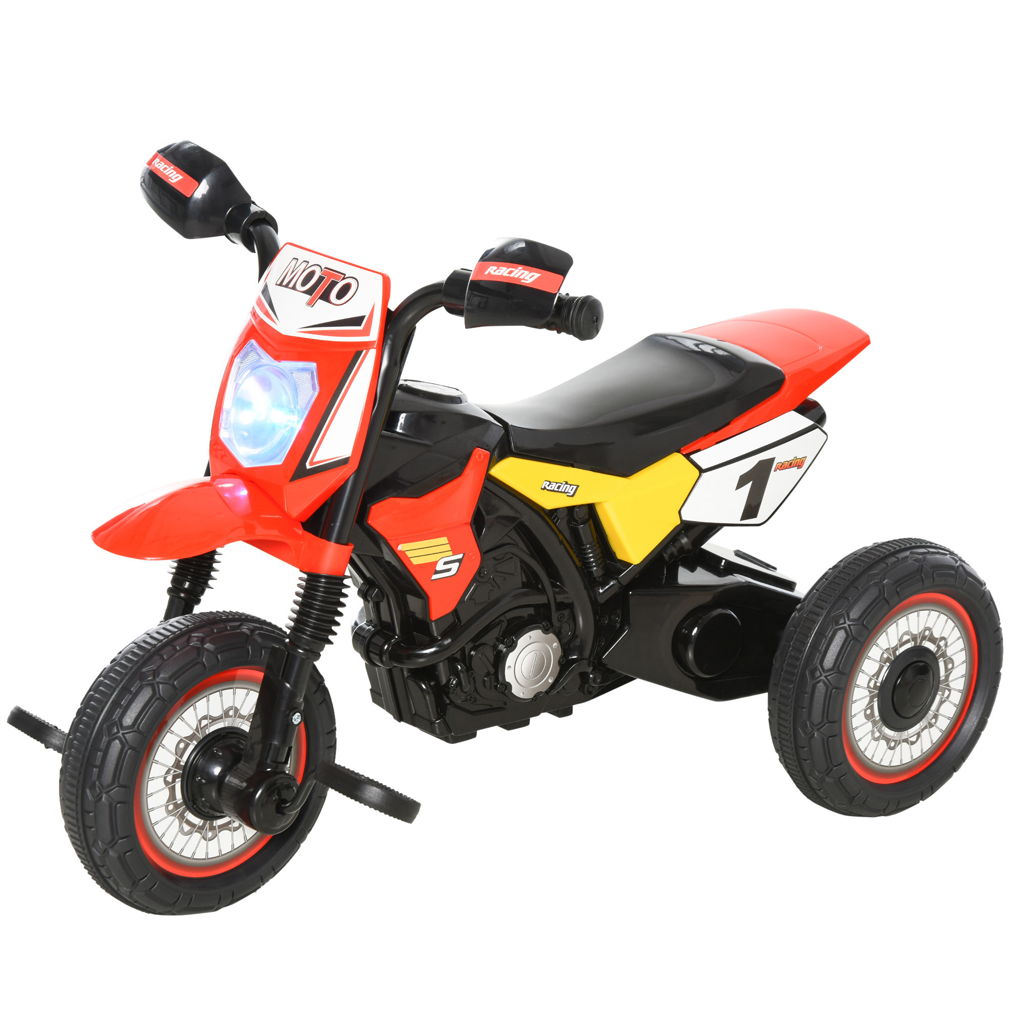 Kinderdreirad-motocross-bike Mit Musik- Und Lichteffekten Sowie Aufbewahrungsbox – Rot
