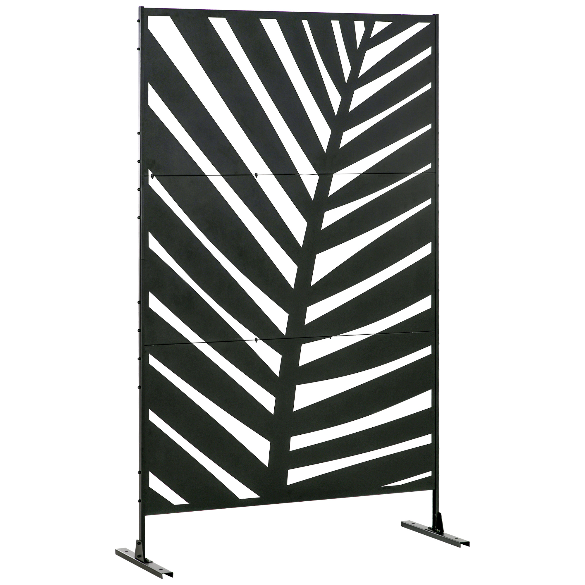 Vertikale Stahlwand Mit 3 Türen, Bananenblattmuster, 122 X 45 X 198 Cm, Schwarz
