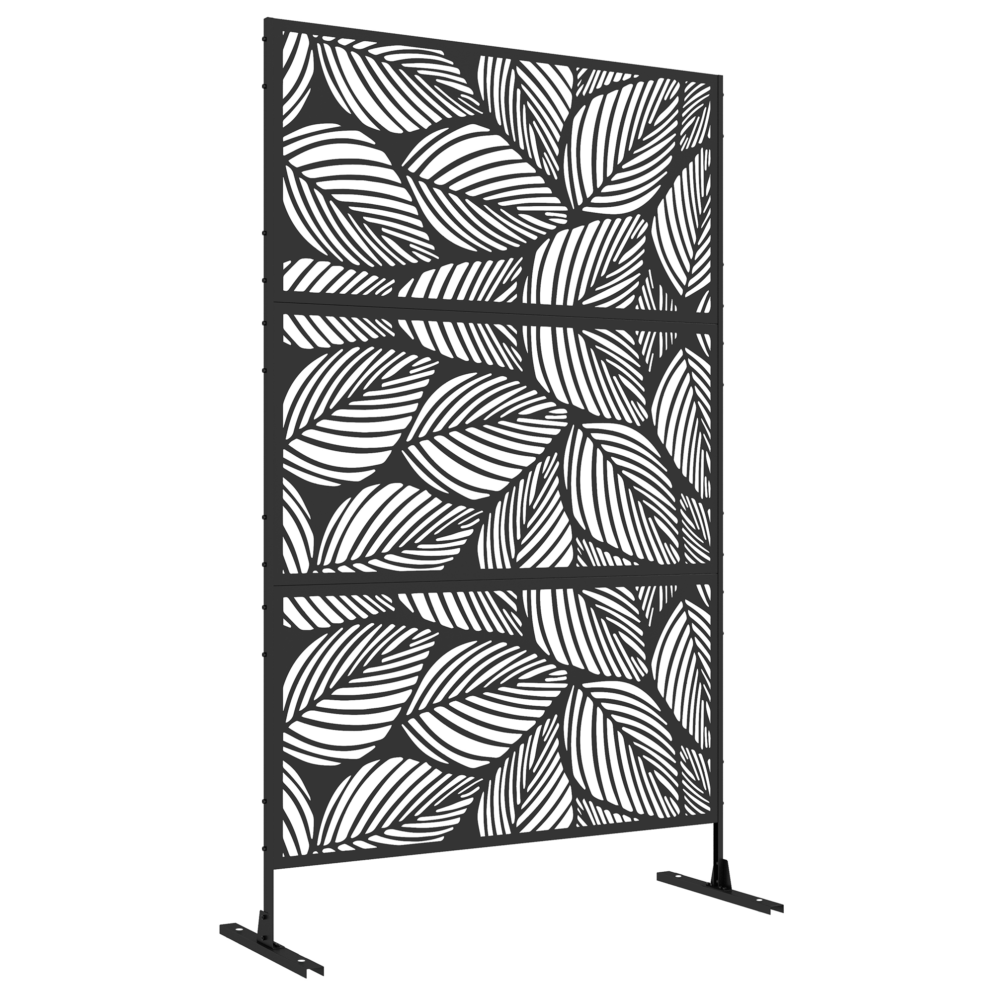 Sichtschutz Sichtschutz Garten Gartenabtrennung, Blumenmuster, Metall, 122 X 45 X 198 Cm, Schwarz