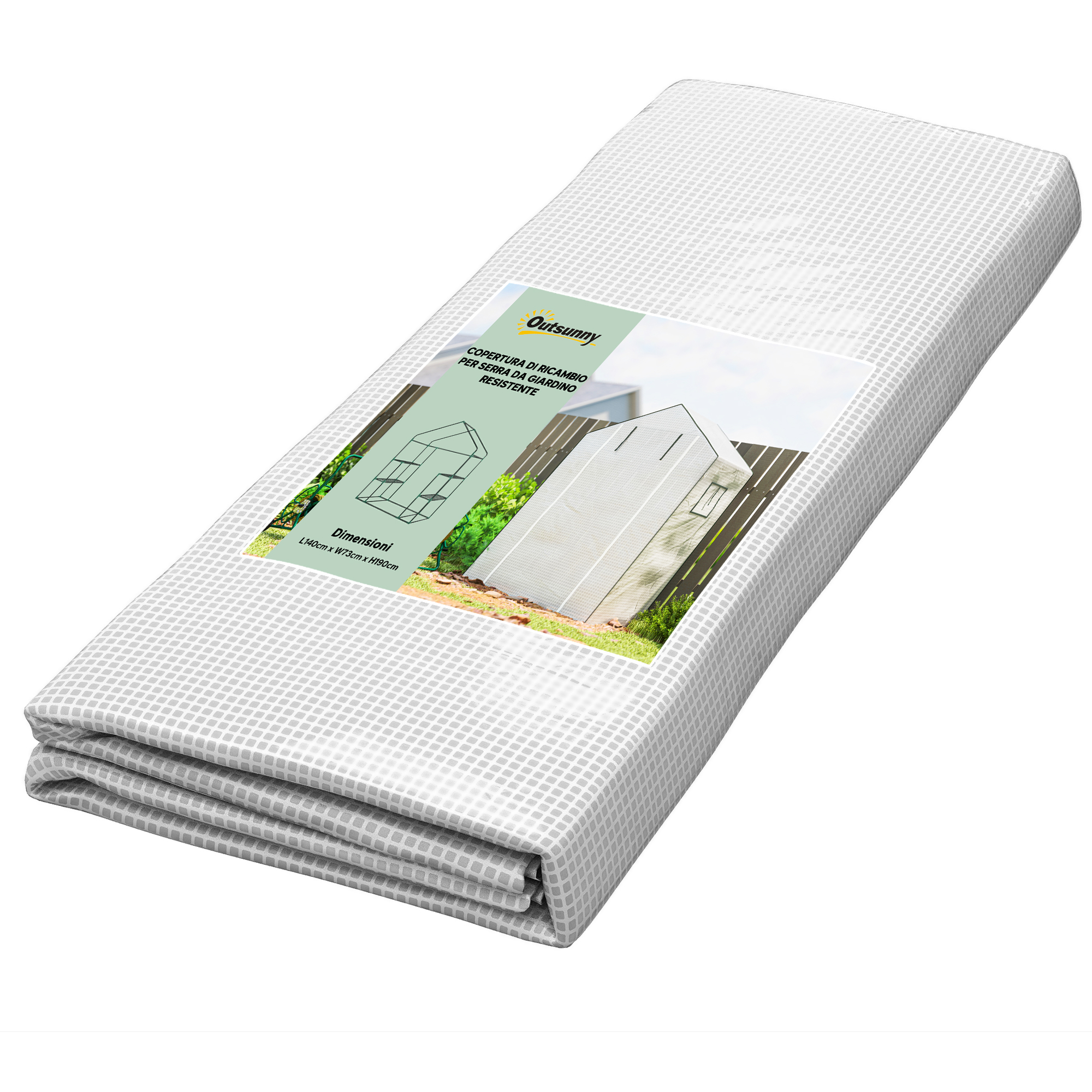 Serra Da Giardino Pe-abdeckung Mit Porta A Cerniera E Finestre, 140x73x190 Cm, Bianco