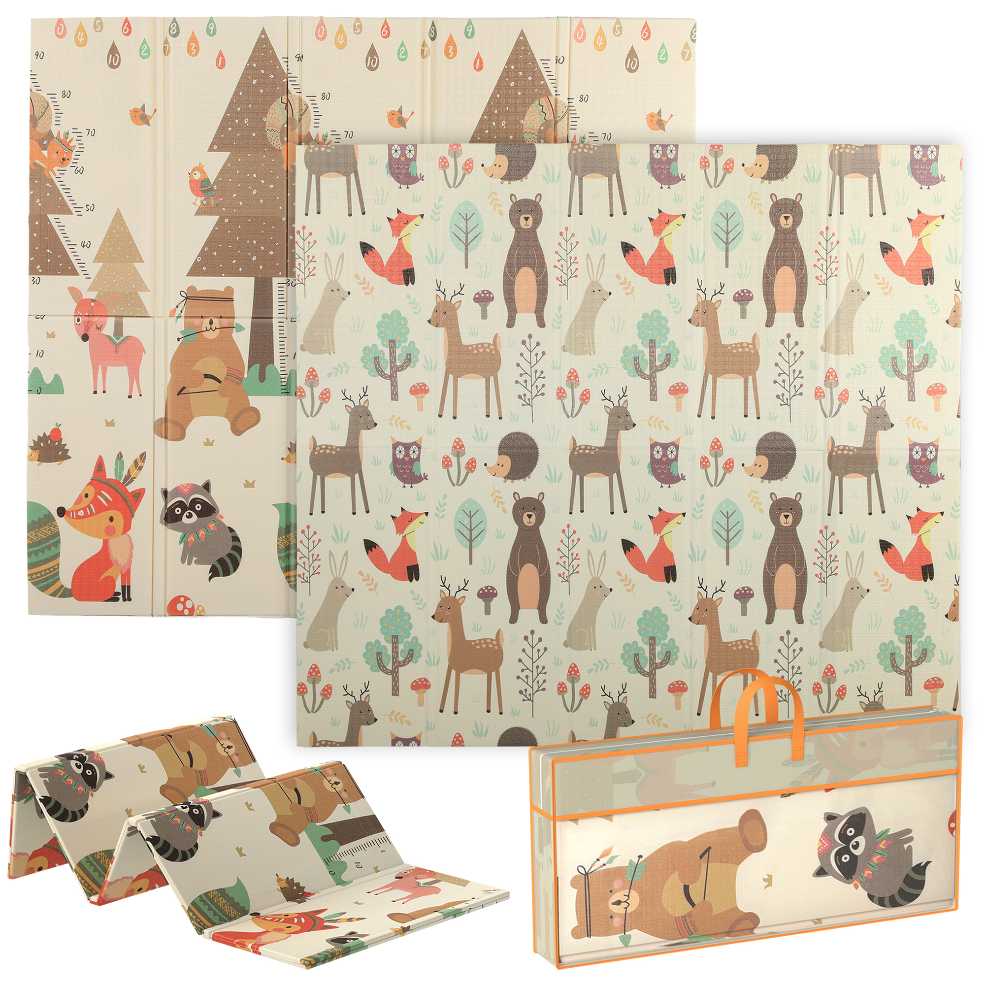 Kinderteppich Für Kinder Von 0-6 Jahren, Waldmotiv, Wasserfeste, Mehrfarbige Xpe-oberfläche, 196 X 176 X 1,5 Cm
