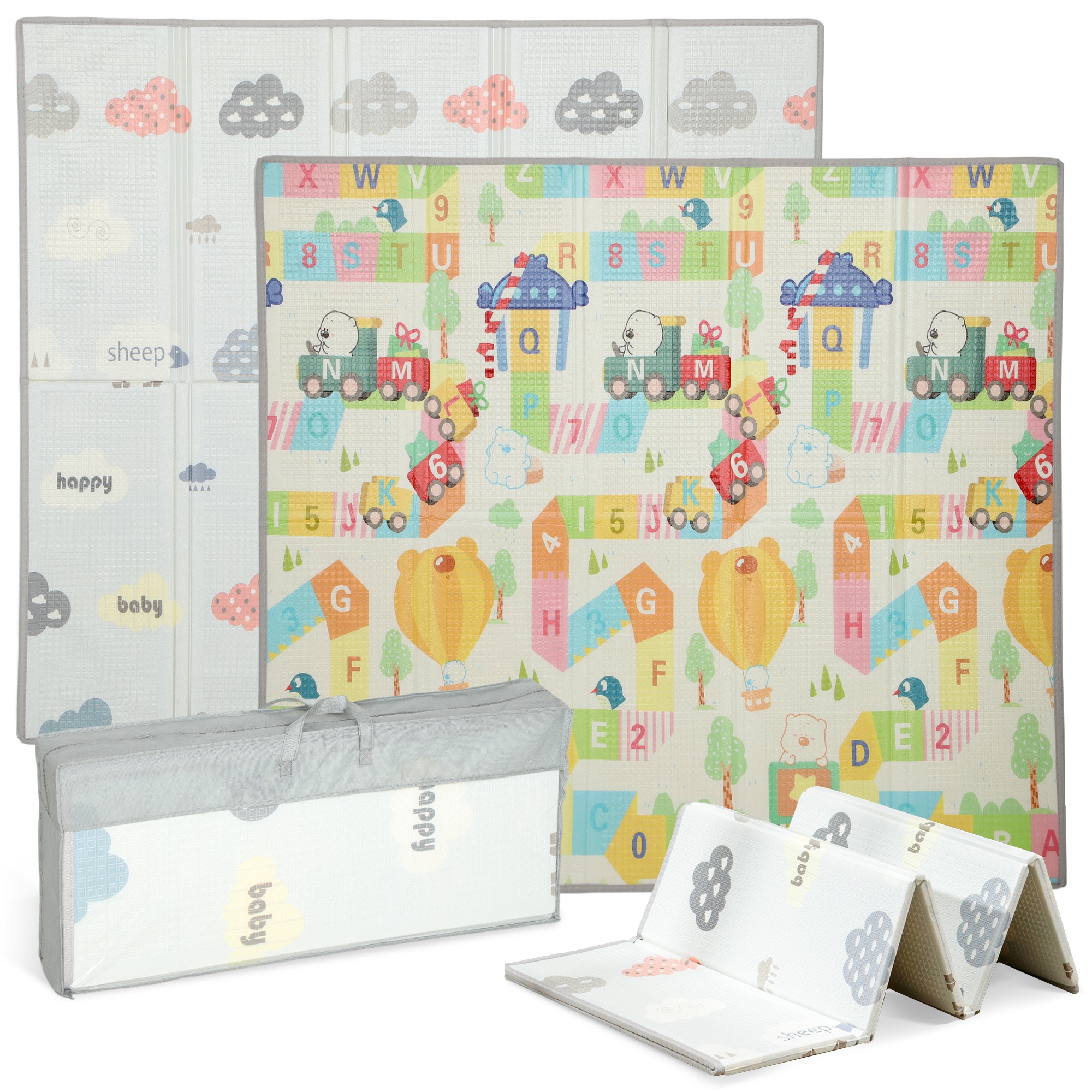 Tappeto Babyspielmatte Mit Alphabetbuchstaben Und Wasserdichter Xpe-oberfläche, Mehrfarbig, 200 X 180 X 1,5 Cm