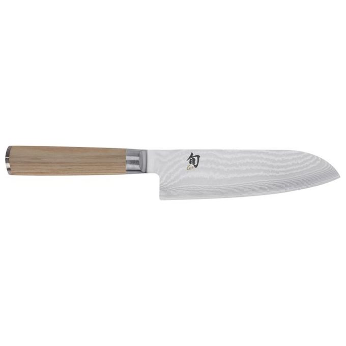 Kai Santokumesser Shun Classic White, Küchenmesser, Pakkaholzgriff, Damaszenerstahl, Klingenlänge 18 Cm, Dm-0702w