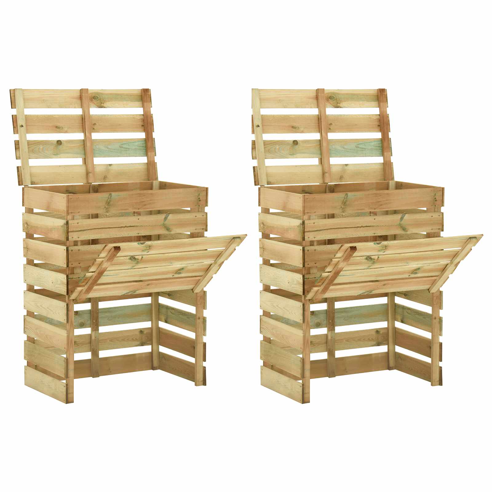 Riegel-gartenkomposter 2 Pcs Grün 110 X 58 X 113 Cm Vidaxl