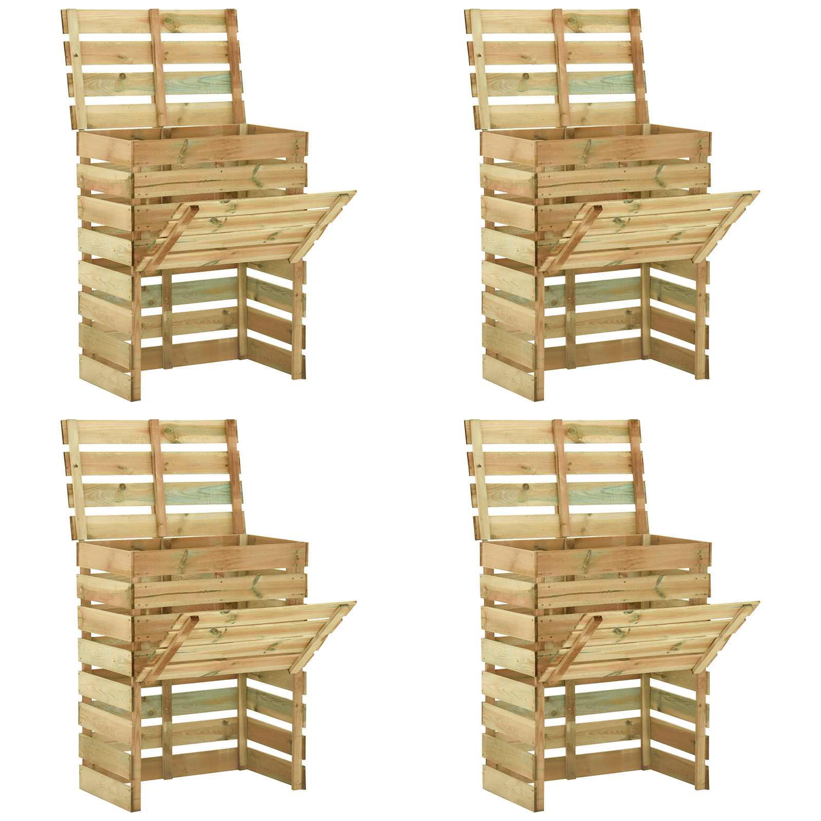 Riegel-gartenkomposter 4 Pcs Grün 110 X 58 X 113 Cm Vidaxl