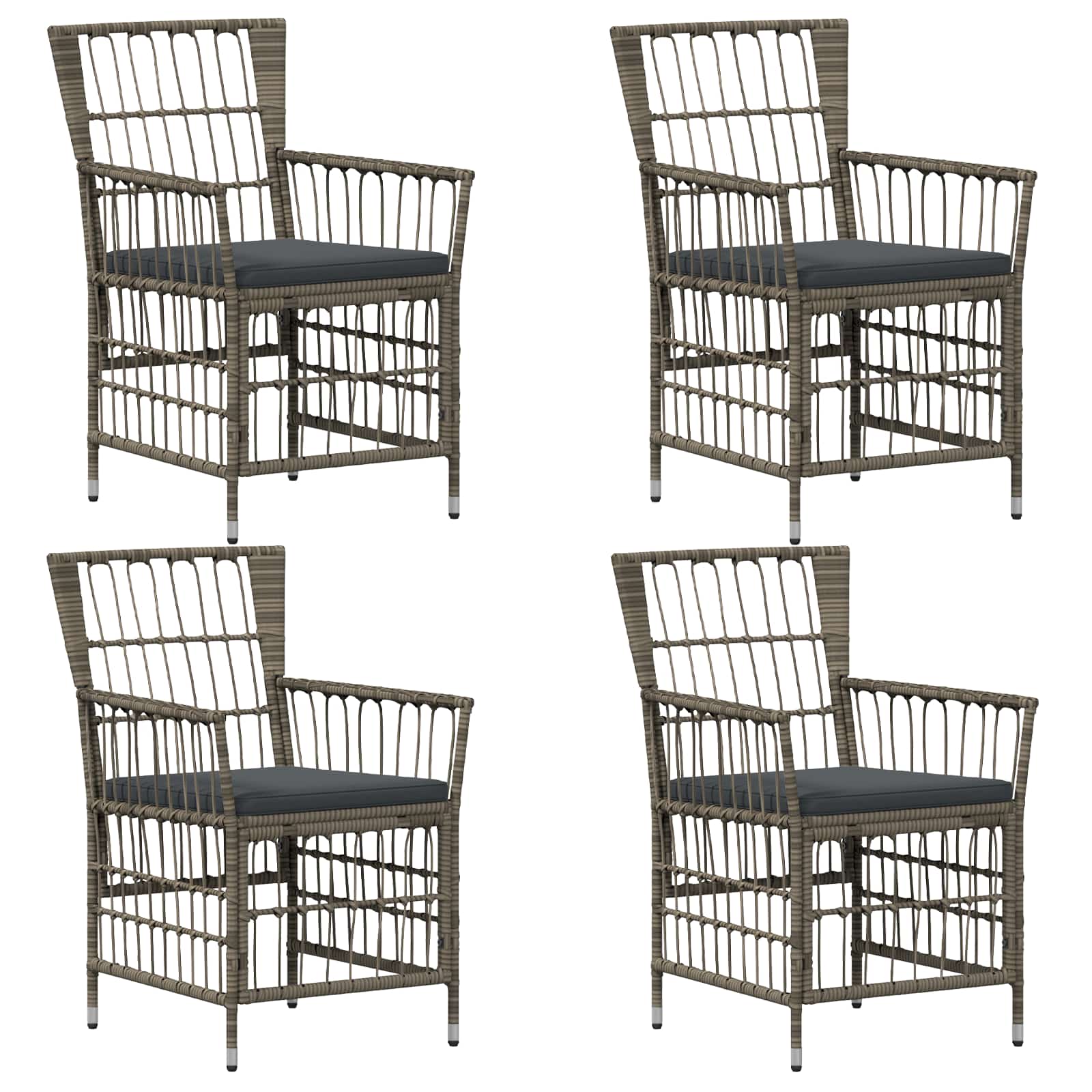 Gartenstühle 4 Stk. Grau Poly-rattan Vidaxl