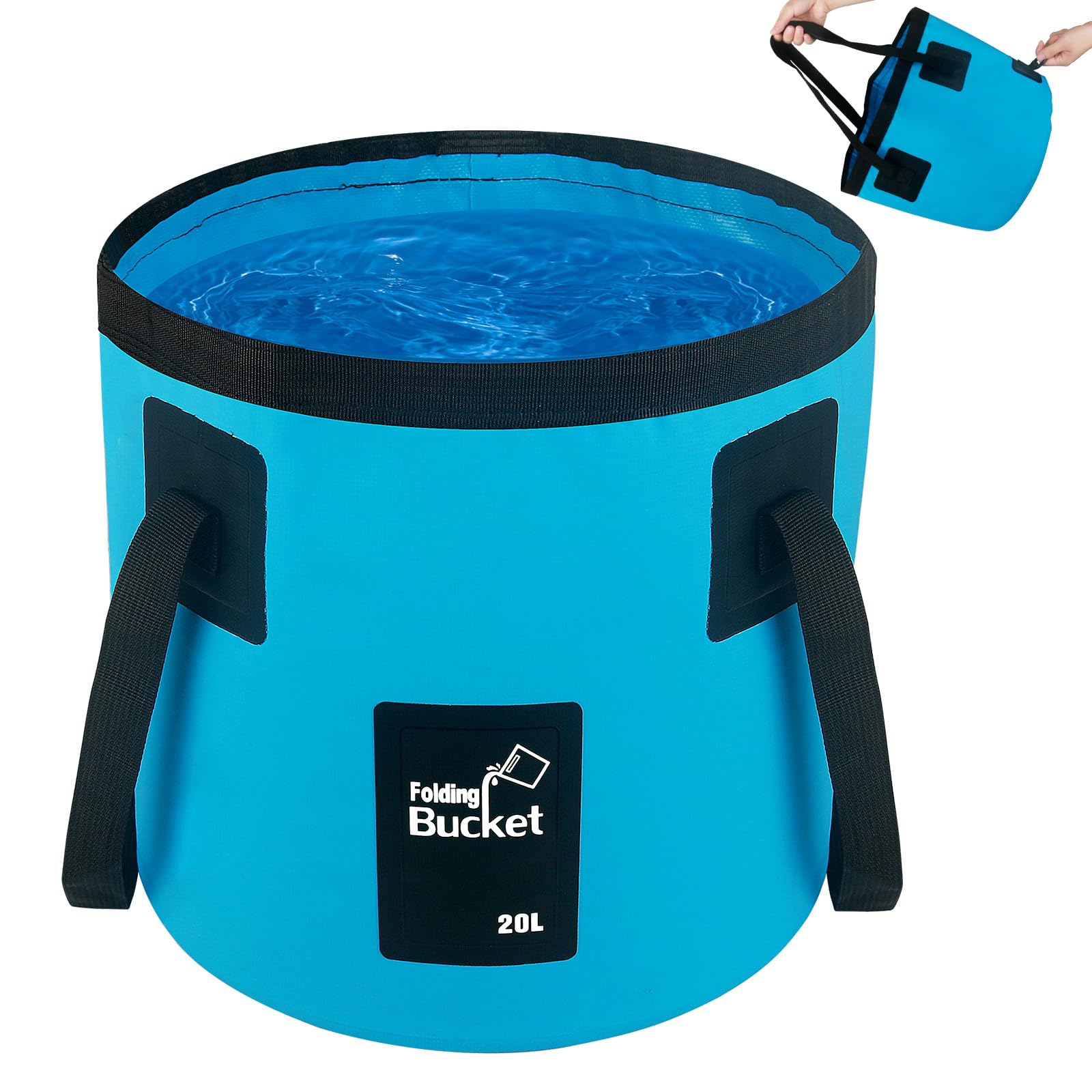 Faltbarer 18-liter-wassereimer Mit Griff, Faltbarer Autowascheimer, Tragbarer Faltbarer Pvc-wassereimer