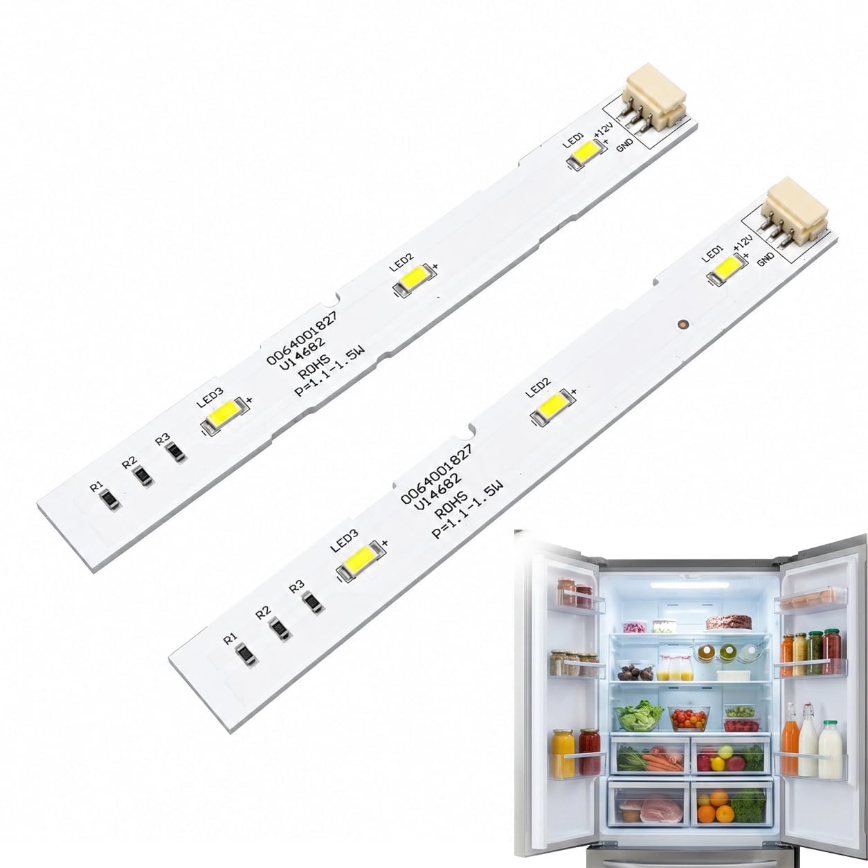 2er-pack Led-streifen Für Haier-kühlschränke – Ersatzteil 0064001827 – Kompatibel Mit Bcd-575wdbi – 12 V