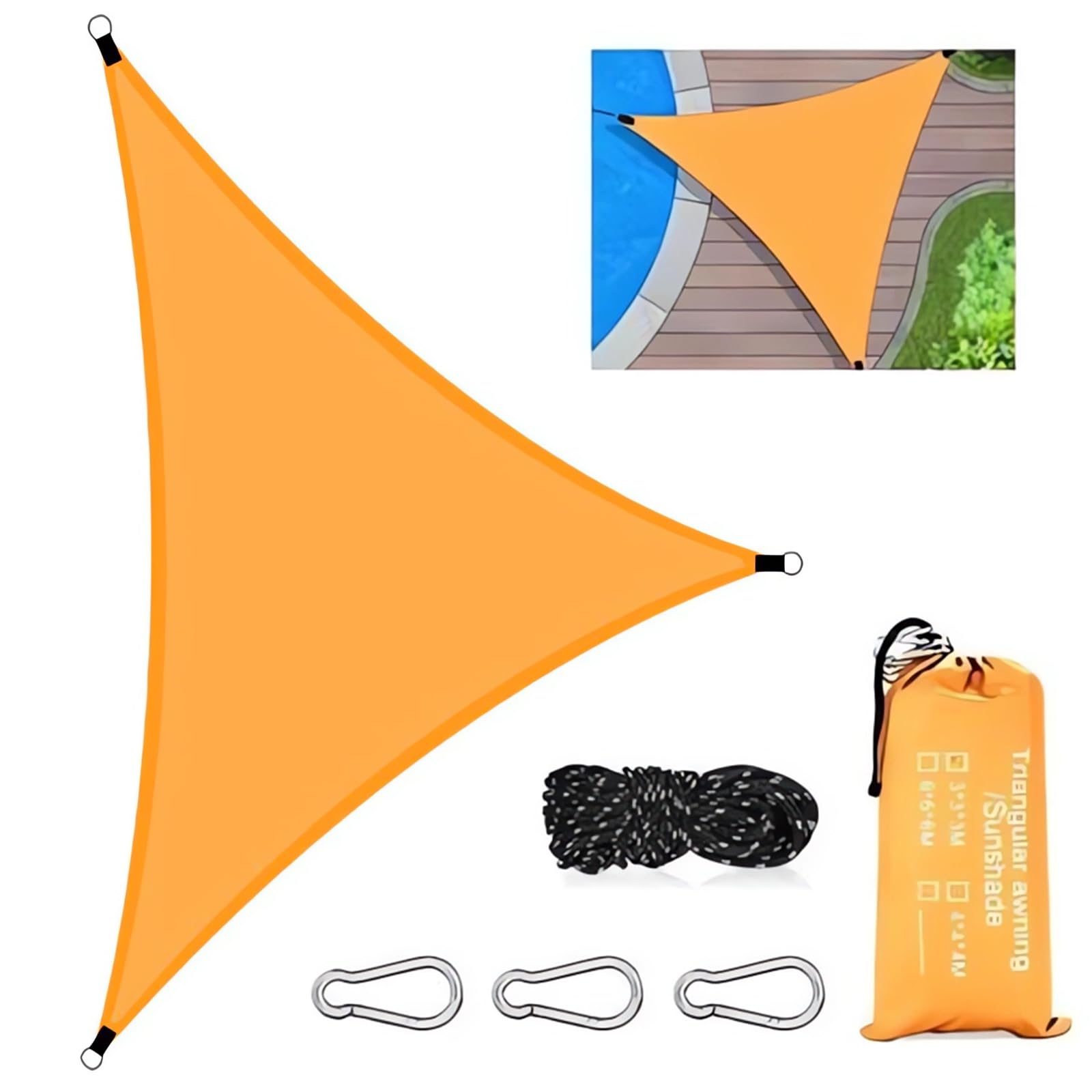Dreieckige Markise, Uv-schutz (3 X 3 X 3 Meter) Orangefarbene Dreieckige Markise, Wasserdicht