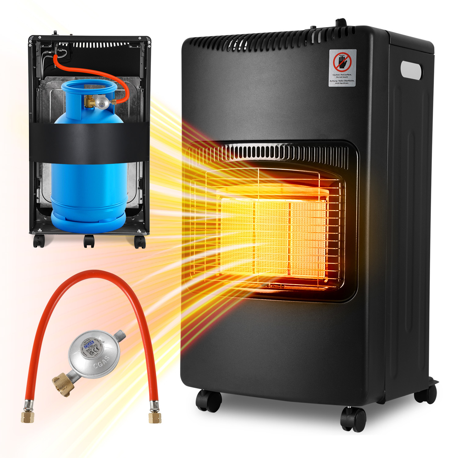 Wolketon Gasheizung 4,2 Kw Mit Infrarot-technik, 3 Stufen Und Adaptern