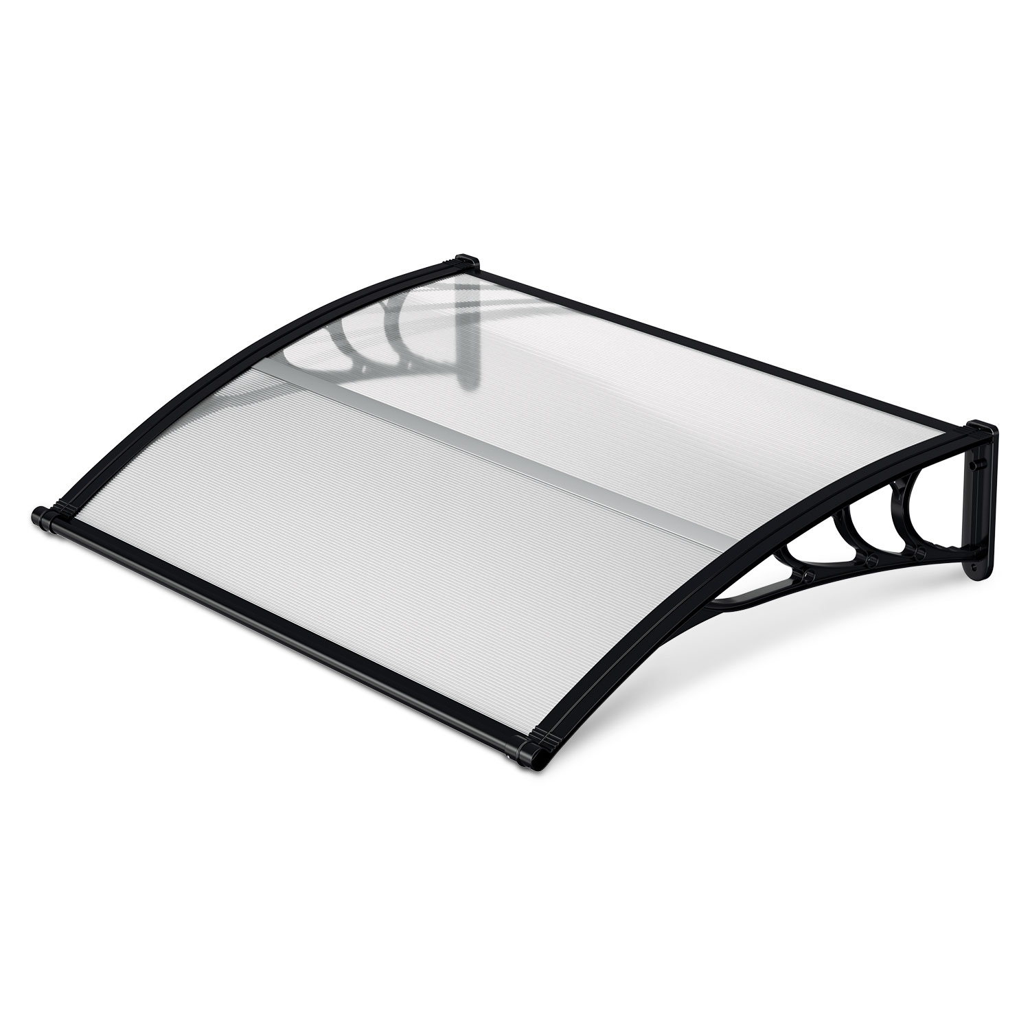 Wolketon Vordach Haustür Mit Regenrinne 150 X 100 Cm, Türüberdachung Aus Polycarbonat, Schwarz/transparent, Regenschutz Für Eingang