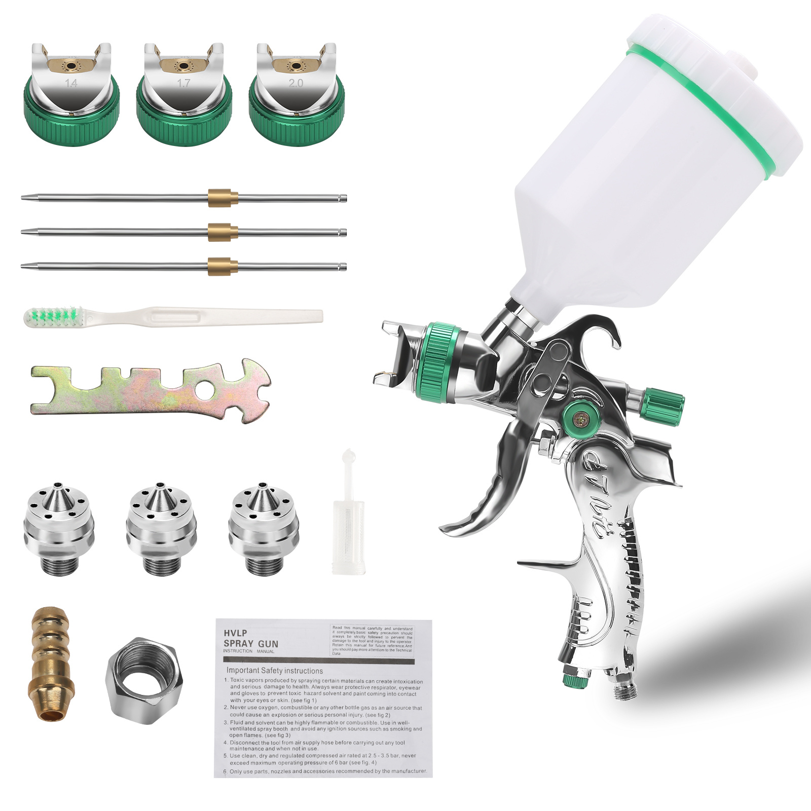Wolketon Hvlp Lackierpistole Mit 600 Ml Farbbecher, 3 Düsen 1,4/1,7/2,0 Mm, Druckluft-spritzpistole Für Auto, Möbel Und Lackierarbeiten