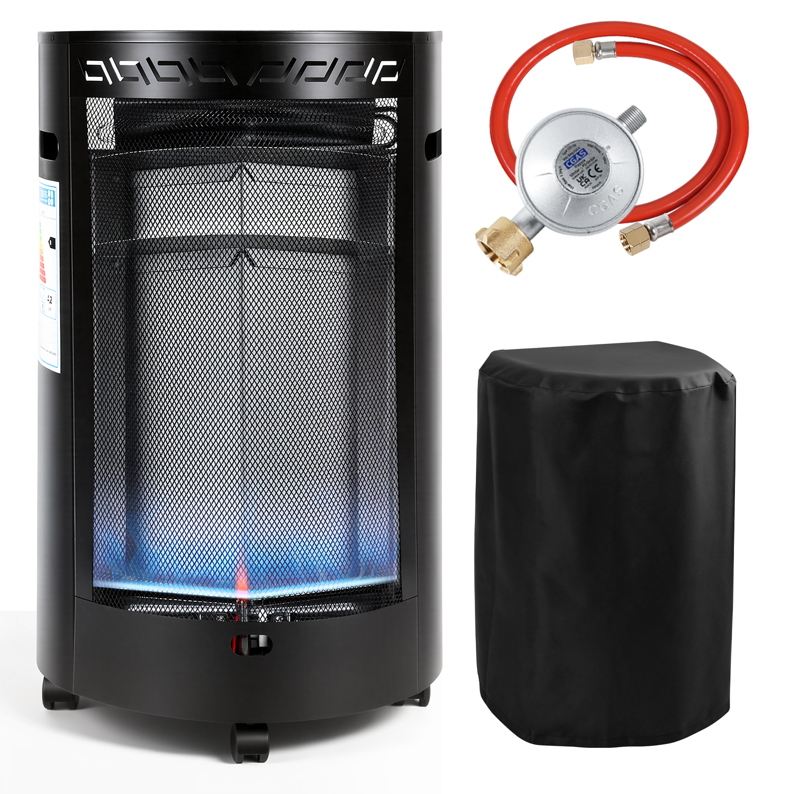 Wolketon Gasofen Mit Blauer Flamme 4200 W, Nicht Faltbar Und Mobil, Für Lpg Bis 15 Kg, Inkl. Schutzhülle