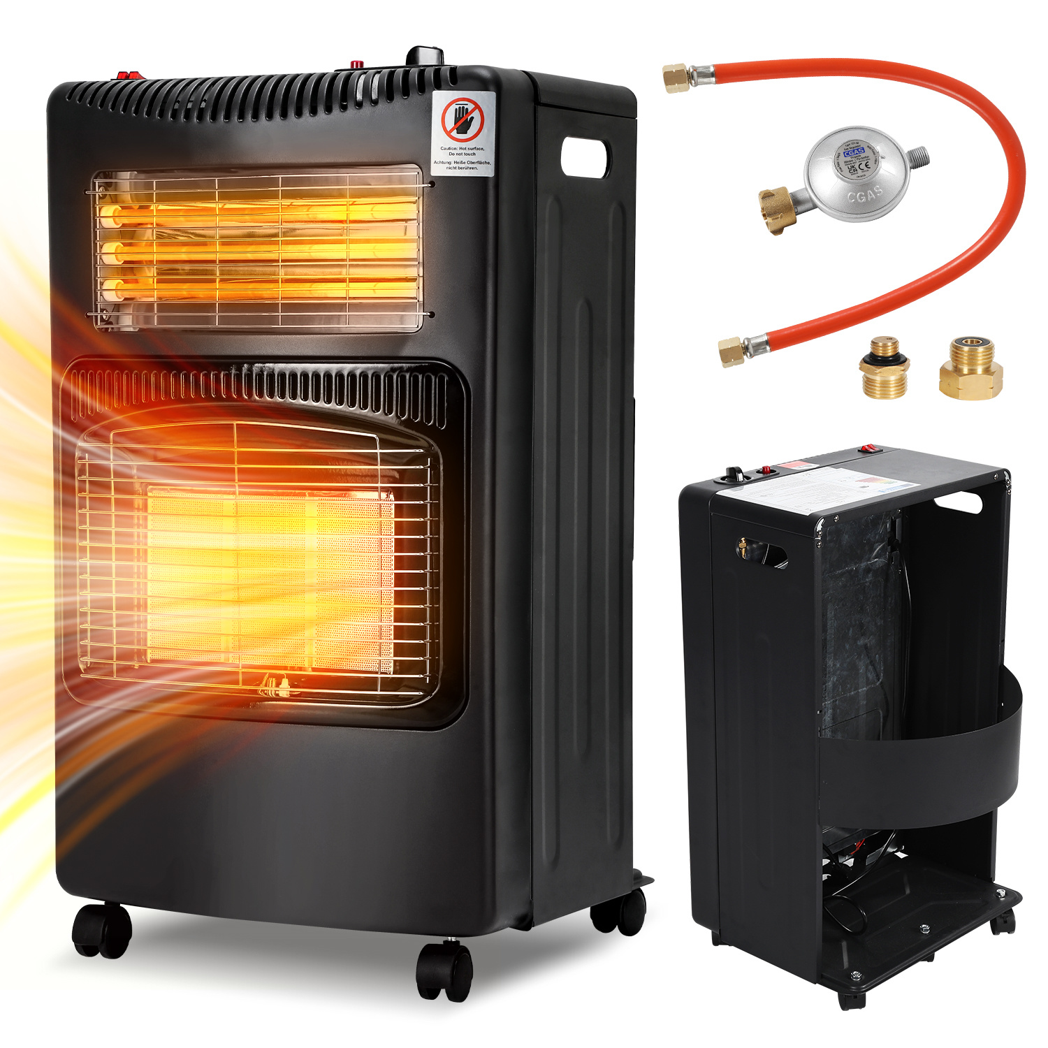Wolketon Kombi-heizgerät Für Flüssiggas Und Strom, 4200 W / 1200 W, Quarz- Und Keramikheizung, 3-stufig