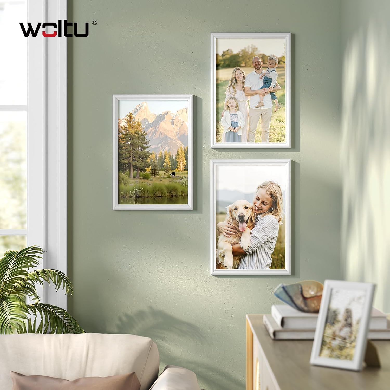 Woltu 10x Bilderrahmen, Massivholz Fotorahmen Mit Passepartout, Posterrahmen Zum Vertikalen Oder Horizontalen Aufhängen Und Aufstellen, 13x18 Cm, Weiß
