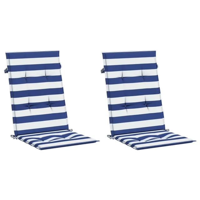 vidaXL Hochlehner-Auflagen 2 Stk Blau & Weiß Gestreift Stoff 361253