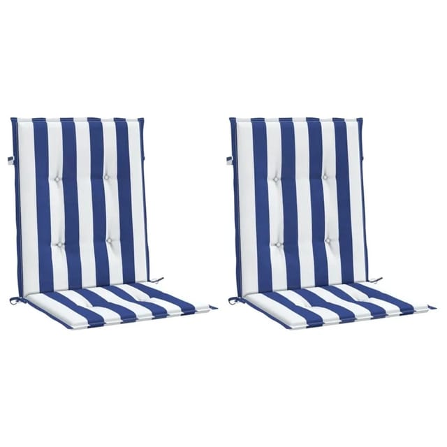 vidaXL Niedriglehner-Auflagen 2 Stk Blau & Weiß Gestreift Stoff 361319