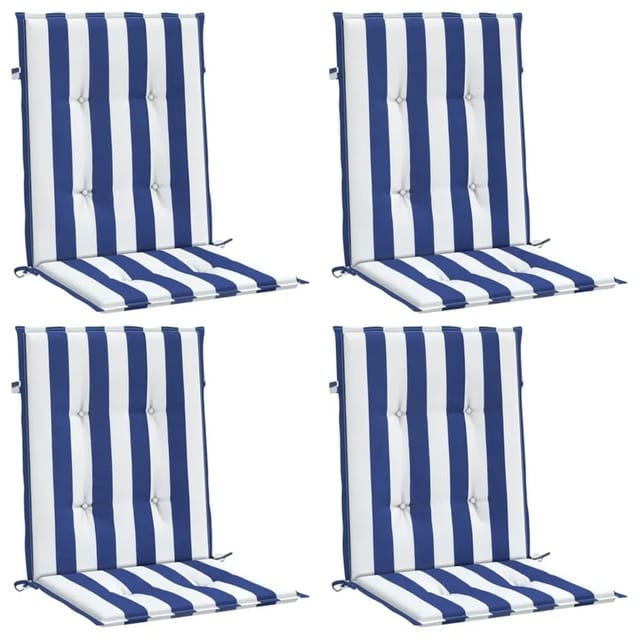 vidaXL Niedriglehner-Auflagen 4 Stk Blau & Weiß Gestreift Stoff 361320
