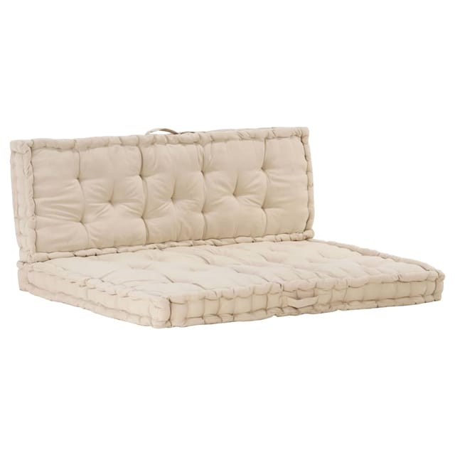 vidaXL Palettenauflagen 2 Stk Baumwolle Beige 3053637
