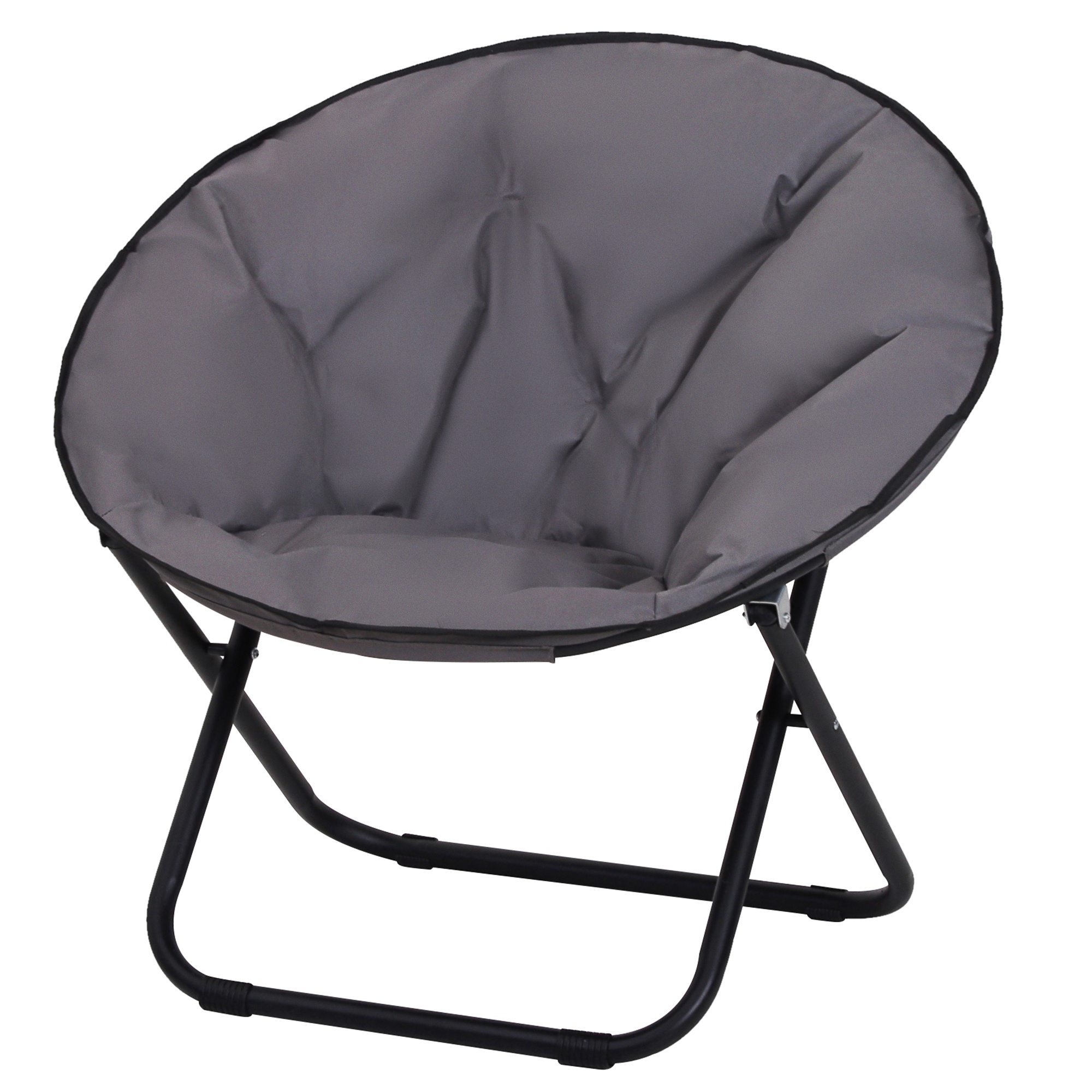 Klappbarer Schalenstuhl, Mondstuhl Mit Sitzfläche Aus Oxford-gewebe Und Metallbeinen, Tragkraft 120 Kg, 80 X 80 X 75 Cm, Grau