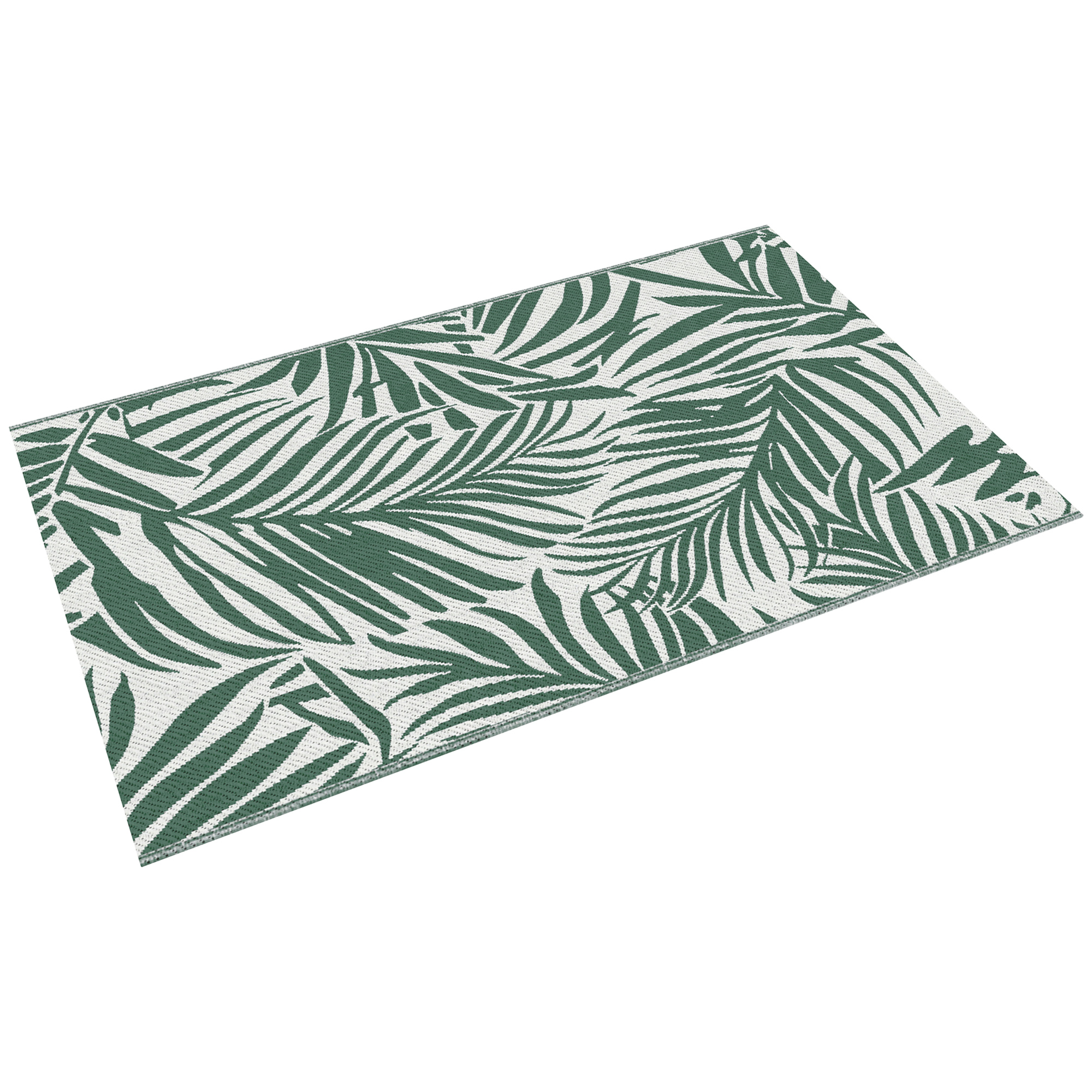 Reversible Alfombra 152x243 Cm Mit Patrón De Hojas Para Terraza Balcón Patio Camping Playa Verde Dunkel Und Weiß
