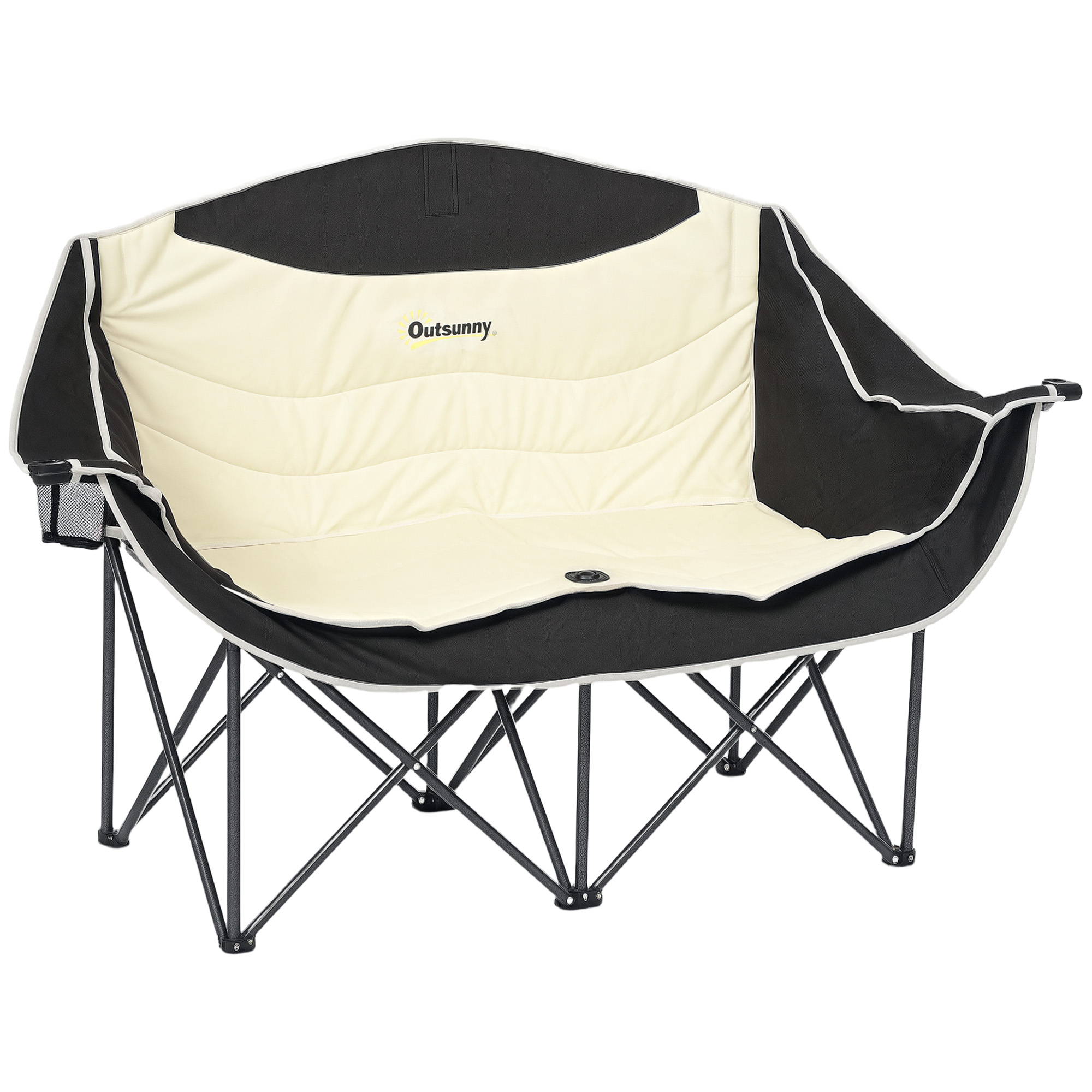 Klappbarer 2-sitzer-campingstuhl Mit Getränkehalter Und Tragetasche, Maximale Belastbarkeit 250 Kg, Khaki
