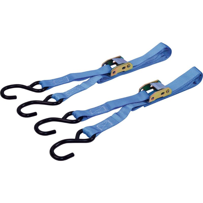 Set Mit 2 Spanngurten, Tragkraft 250 Kg, Zamak-schnalle – S-haken – 2,5 M X 25 Mm