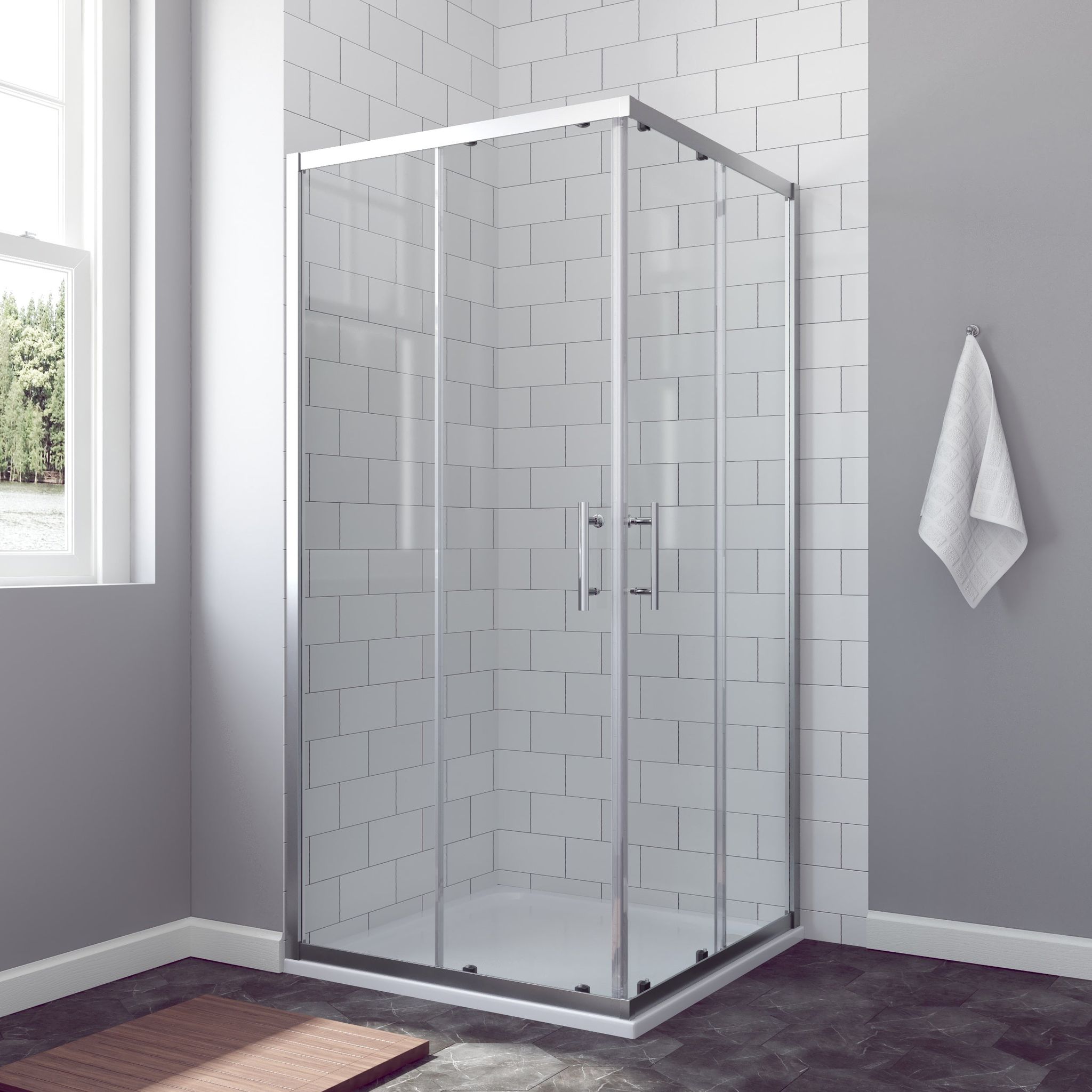 Aquabatos® Bourges-serie Duschkabine Eckeinstieg 90x70cm Mit Schiebetüren 6mm Echtglas Höhe 185 Cm