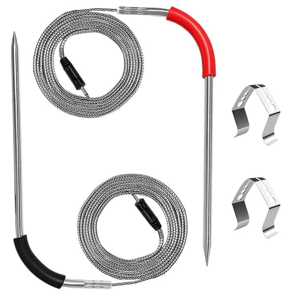 [ht]2er-pack Igrill Fleischthermometer Als Ersatz Für Weber Gas- Und Smokefire Pelletgrills, 2,5-mm-stecker-temperaturfühler-zubehör Mit 2 Grillklemmen Für Den Fühler