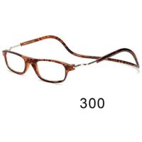 Flexible, Faltbare Und Verstellbare Magnetische Lesebrille Zum Umhängen, Klare Gläser, 300 Dioptrien Korrektur, Leopardenmuster.