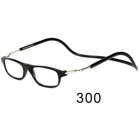 Flexible, Faltbare Und Verstellbare Magnetische Lesebrille Zum Umhängen – 300 Dioptrien – Schwarz