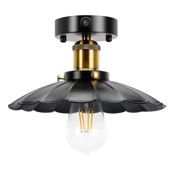 12v Rv Vintage Taklampa (1e26 Glödlampa Ingår), 3000k 12 Volt Husbilslampa Med På/av-knapp