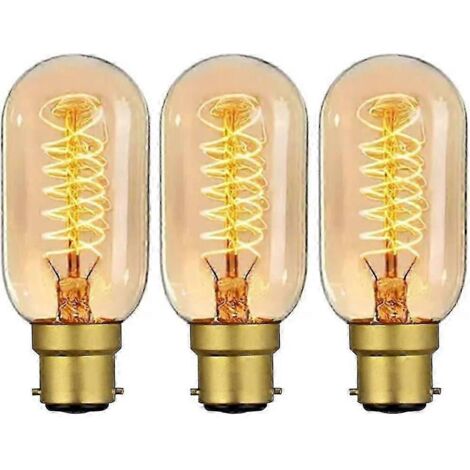 Vintage Edison B22 Bajonettlampen, 40w, Dimmbar, Bc-glühfaden, Warmweiß, Antike Retro-t45-glühbirne, 230v (3er-pack)