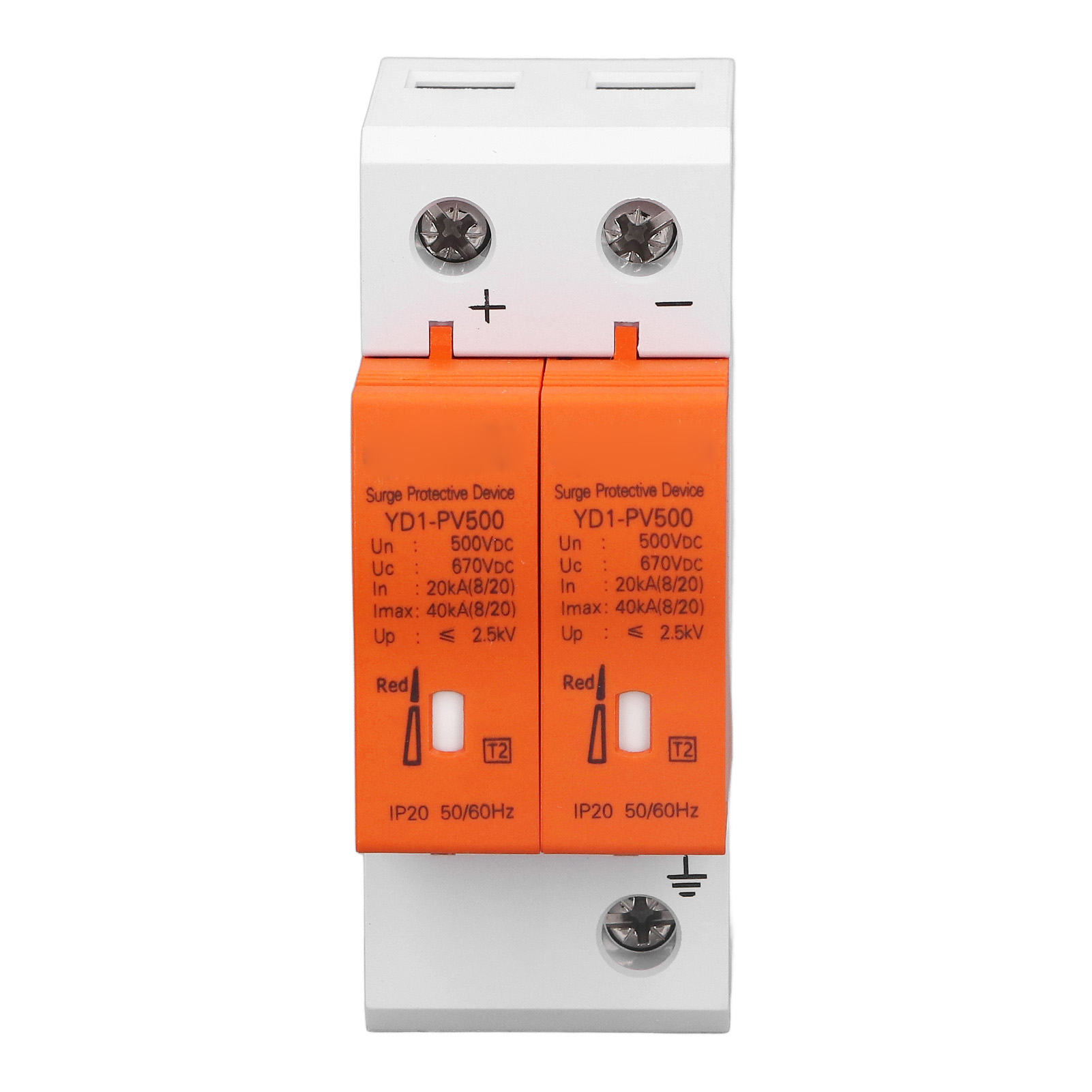 Dc 500v 2p Überspannungsschutzgerät Mit Sichtfenster, Integriertem Optischem Alarm, Modularem Design Für Photovoltaik-solaranlagen, Überspannungsschutzgerät
