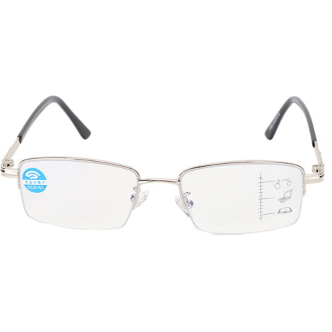 Multifokale, Ermüdungshemmende Metall-lesebrille Mit Blaulichtfilter Bei Alterssichtigkeit, Silber 150