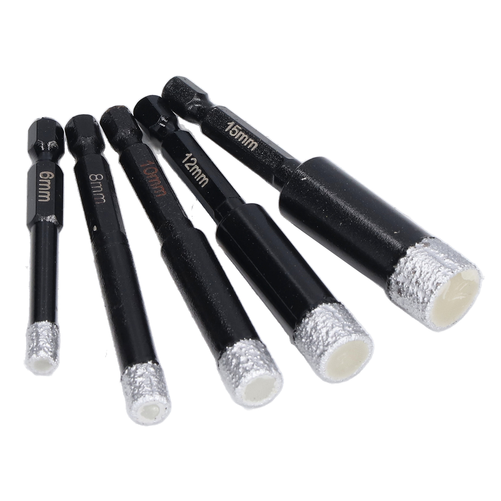 Set Mit 5 Diamant-lochsägen Mit Sechskantschaft Für Granit, Keramik, Marmor Und Fliesen – Größen 6, 8, 10, 12, 15 Mm